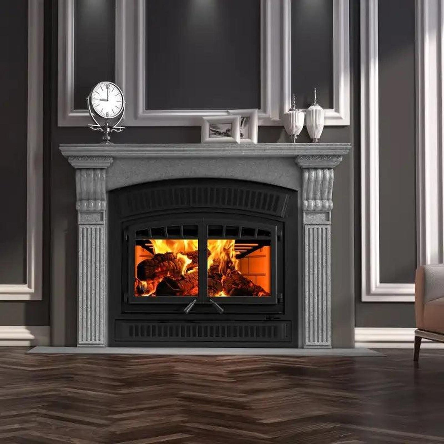 Ventis HE350 45" Black High-Efficiency Wood Burning Large Fireplace, EPA2020 Certified