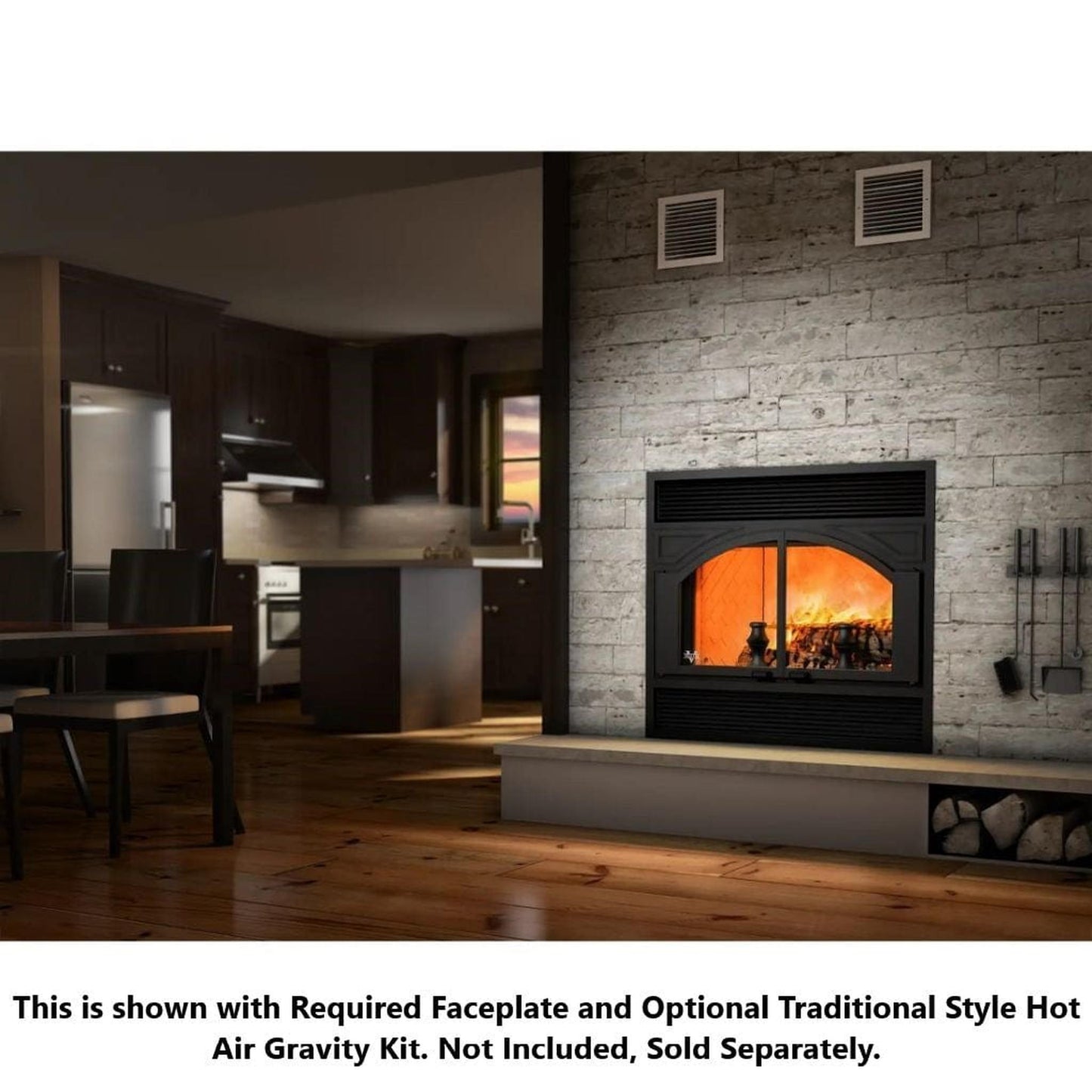 Ventis ME300 41" Black Direct Vent Large Wood Burning Fireplace
