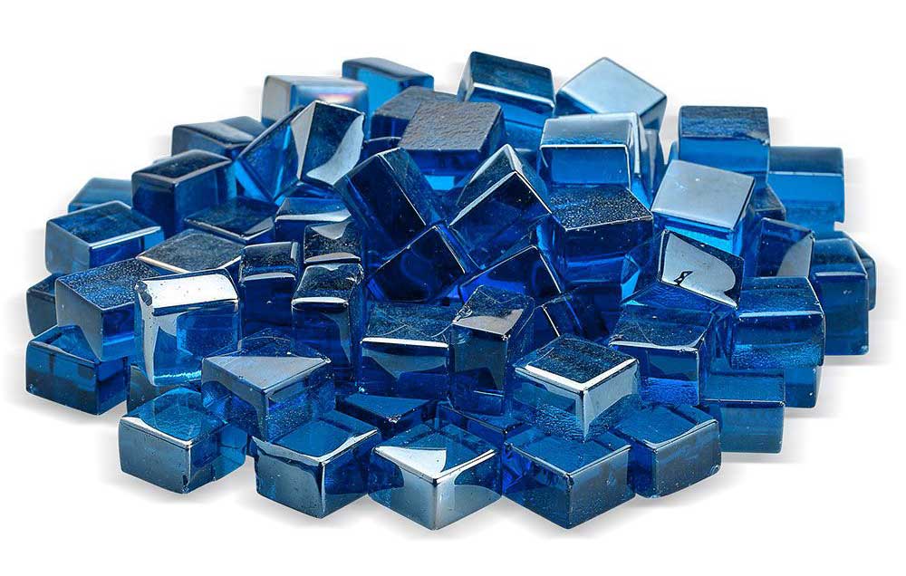 Warming Trends 1/2" Pacific Blue Luster Fire Glass Cubes (10lb)