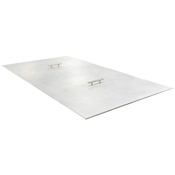 Warming Trends 80" - 86" x 18" - 24" Rectangular Range Brushed Aluminum Fire Pit Cover With Handle