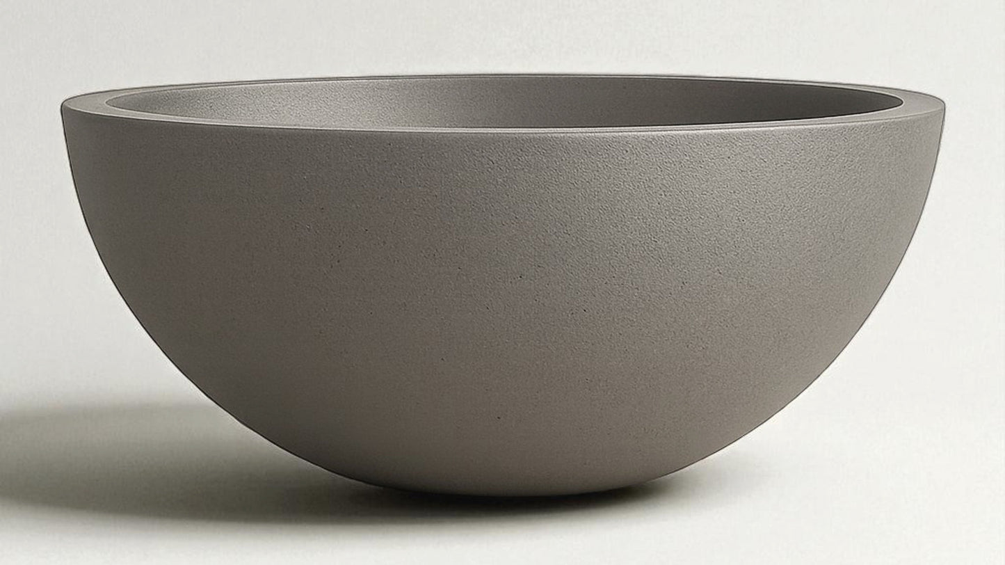 Warming Trends AON 32" Charcoal Finish Glass Fiber Reinforced Concrete Aura Medium Bowl With U100 Crossfire Brass Burner and 27" Circular Plate