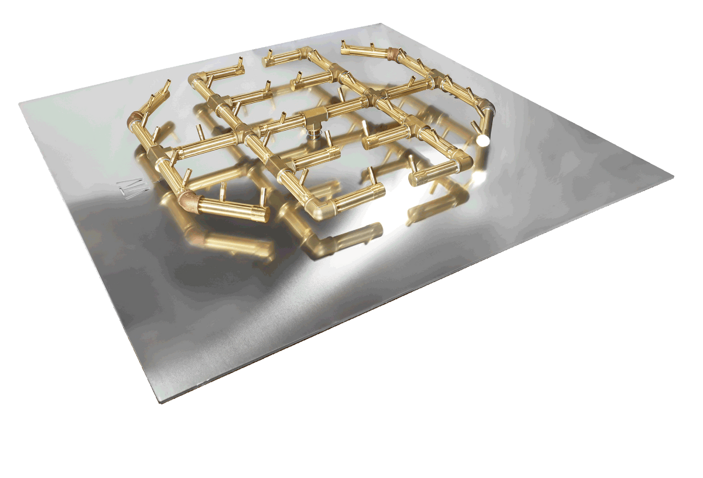 Warming Trends Octagonal CFBO360 360K BTU Liquid Propane Crossfire Brass Burner With Waterstop, 42" Square Plate & Double Flex Line Kit