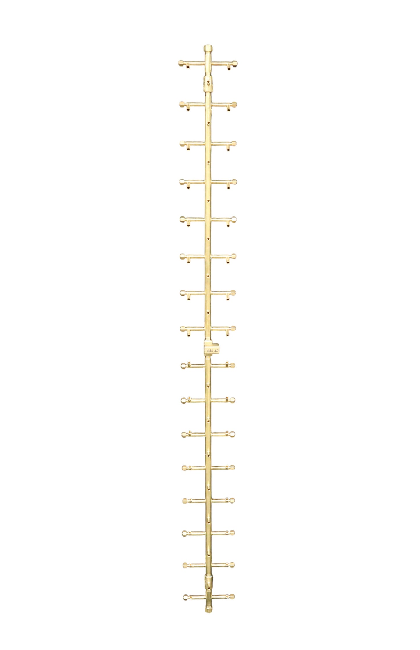 Warming Trends Tree-Style 72" 470K BTU Universal Crossfire 2.0 Brass Burner With 74" x 14" Rectangle Plate and Flex Line Kit