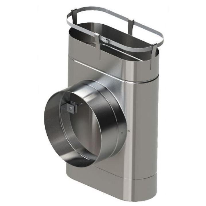 Z-Flex Stainless Steel 4.5" x 10.5" Oval Base Tee with 8" Removable Round Branch