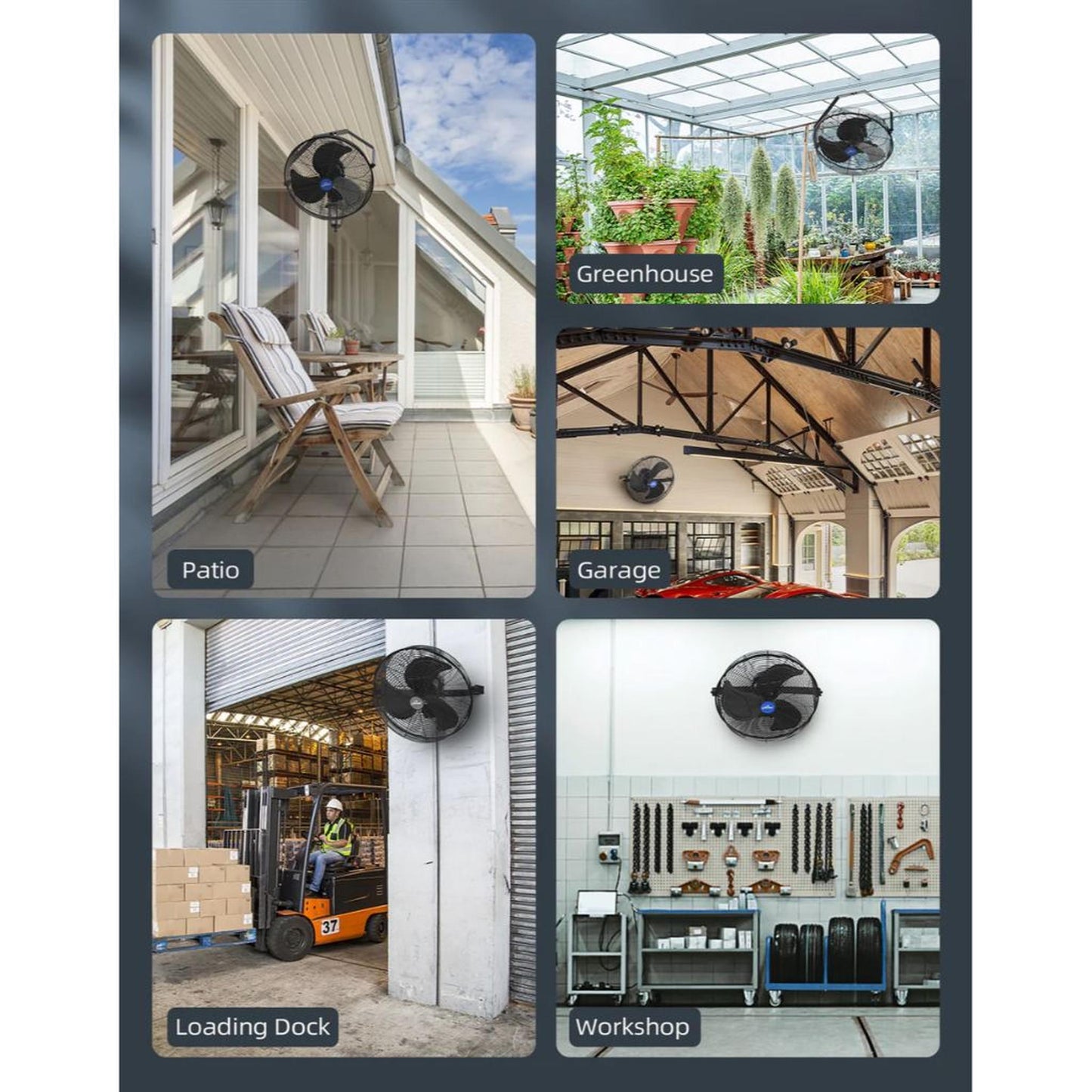 iLIVING 14" Black Wall Mount Outdoor Misting Fan