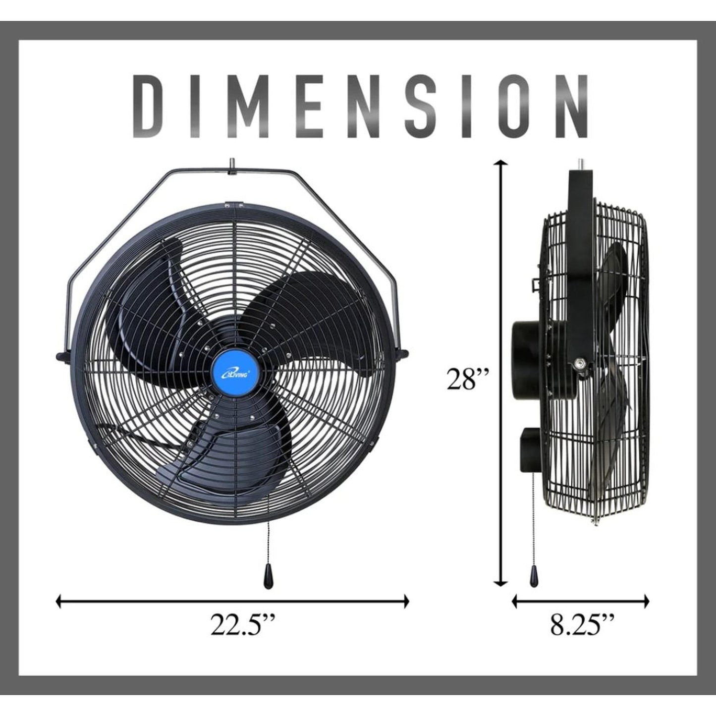 iLIVING 18" Black Wall Mount Outdoor Misting Fan