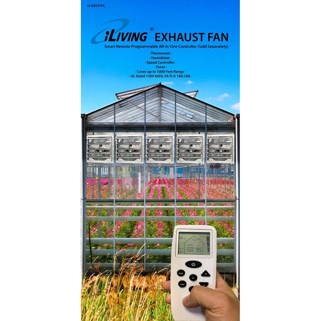 iLIVING 7" Wall-Mounted Variable Speed Shutter Exhaust Fan