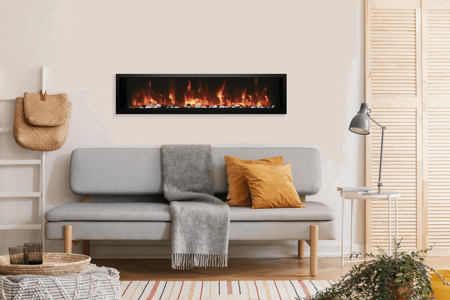 Remii by Amantii 45" Extra Slim Wall Mount Electric Fireplace with Black Steel Surround