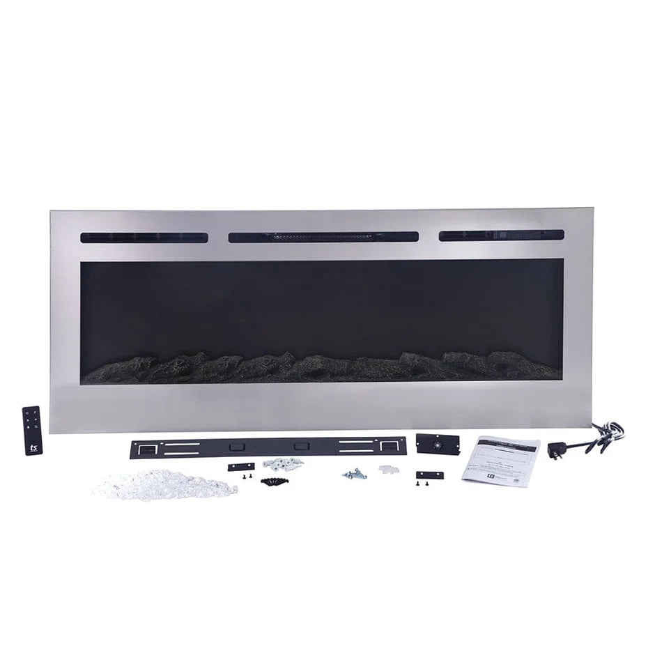 Touchstone Sideline Deluxe 72" Stainless Steel Recessed Smart Electric Fireplace