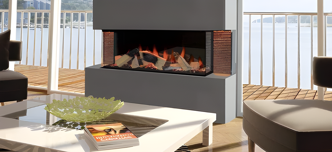 European Home 40" Kiruna 3-Sided Built-In Electric Fireplace with Halo Burner Technology