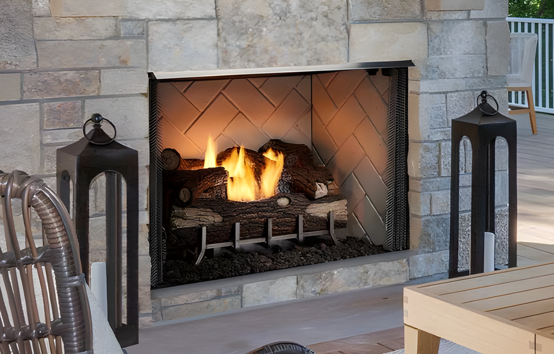 Majestic Vesper 36" Traditional Outdoor Vent-Free Gas Fireplace With Herringbone Refractory