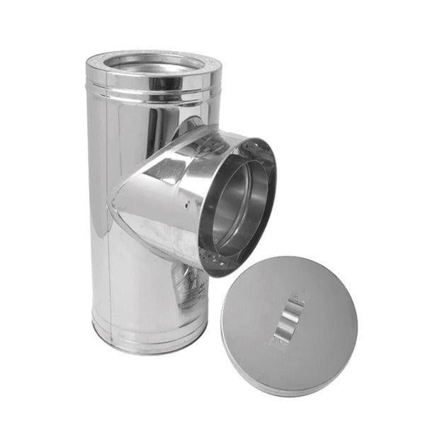 Olympia Chimney & Venting 7" Ventis Class-A All Fuel Chimney 316L Insulated Tee With Cover - VA316-T07