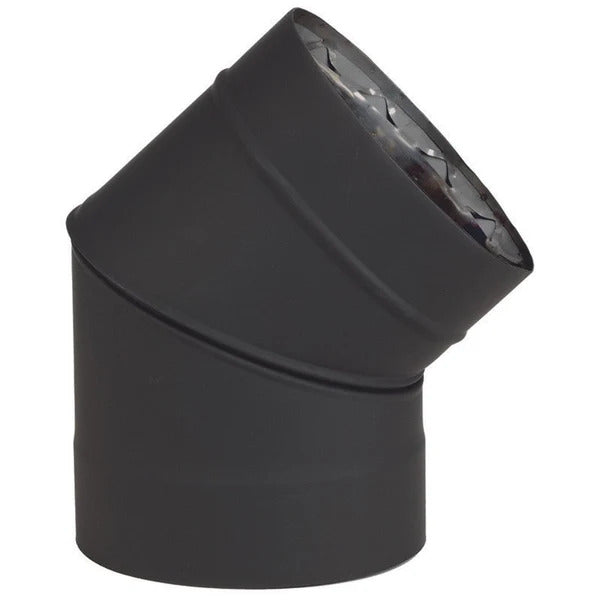 Olympia Chimney & Venting 4" Ventis Direct Vent Pipe SS Inner/Galvanneal Outer Painted Blk 45-Degree Elbow-VDVB-EL0445