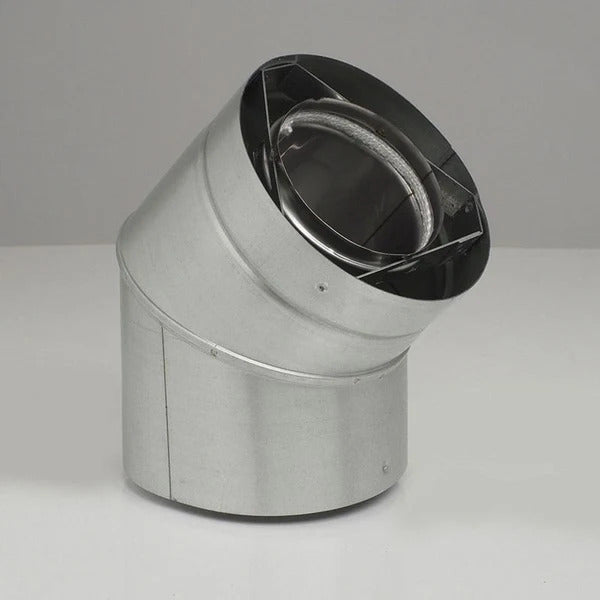 Olympia Chimney & Venting 4" Ventis Direct Vent Pipe Stainless Steel Inner/Galvanized Outer 45-Degree Elbow-VDV-EL0445