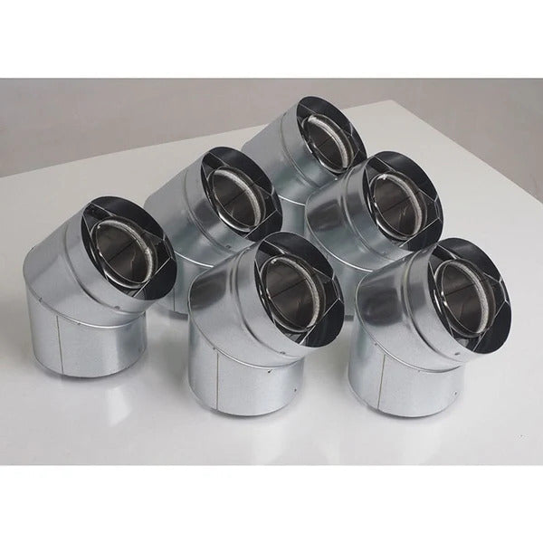 Olympia Chimney & Venting 4" Ventis Direct Vent Pipe SS Inner/Galvanized Outer 45-Degree Elbow (6-Pack)-VDV-EL0445-6