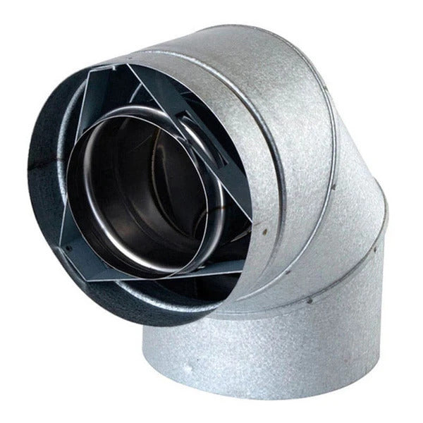 Olympia Chimney & Venting 5" Ventis Direct Vent Pipe Stainless Steel Inner/Galvanized Outer 90-Degree Elbow-VDV-EL0590