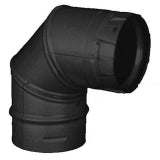 Olympia Chimney & Venting 4" Ventis PelletVent 304L Inner/Galvanized Outer 90-Degree Black Fixed Elbow - VPB-EL0490