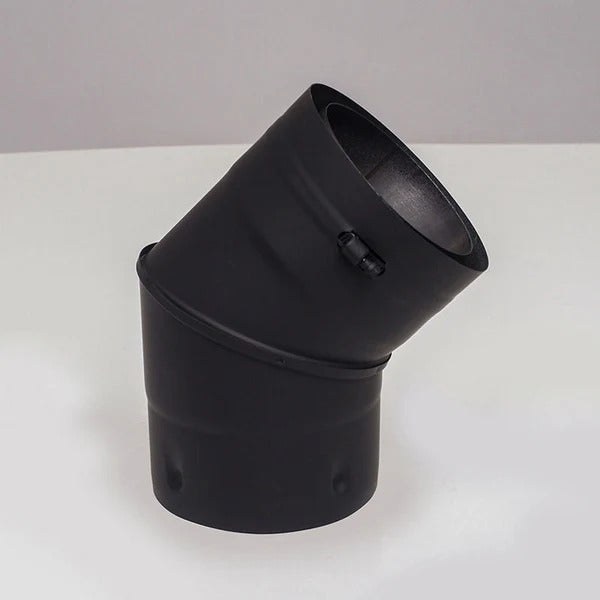 Olympia Chimney & Venting 4" Ventis PelletVent 304L Inner/Galvanized Outer 45-Degree Black Fixed Elbow - VPB-EL0445