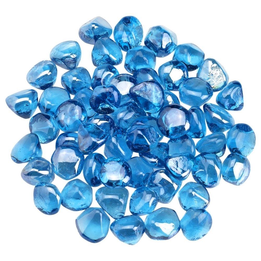 1" Coastal Blue Luster Zircon Fire Glass (10 lbs in Jar)
