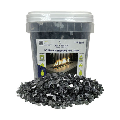 10 lbs. 1/2" Midnight Black Reflective Fire Glass Media