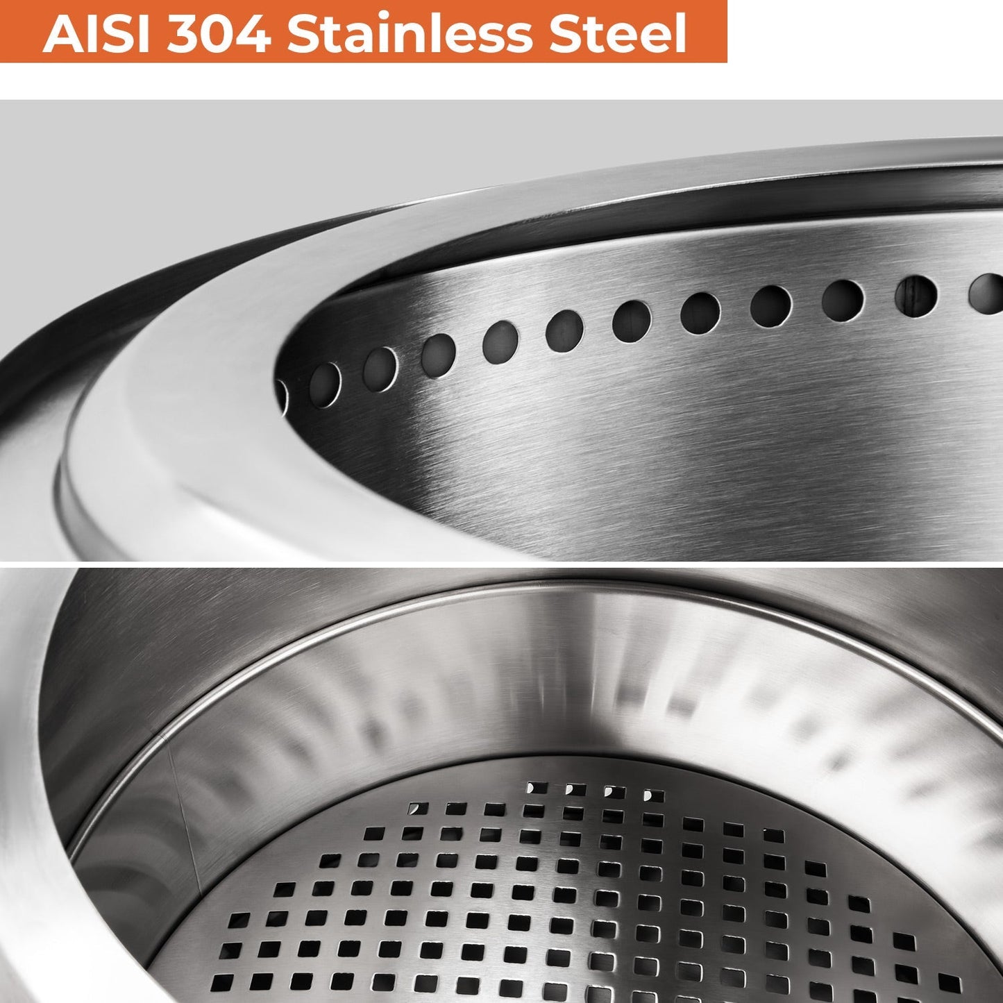 R.W.FLAME 19" Stainless Steel Smokeless Wood Burning Round Fire Pit With Detachable Ash Pan and Carry Bag