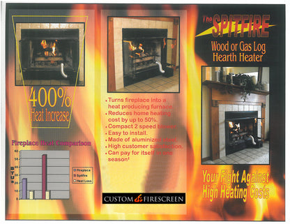 Custom Firescreen Spitfire 6 Tube Fireplace Heater With Blower