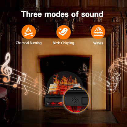 R.W.FLAME 20" Black 750W/1500W Electric Fireplace Log Heater With Crackling Sound and 5-Flame Brightness