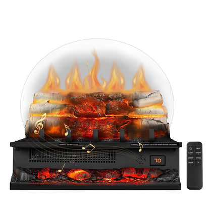 R.W.FLAME 20" Black 750W/1500W Electric Fireplace Log Heater With Crackling Sound and 5-Flame Brightness