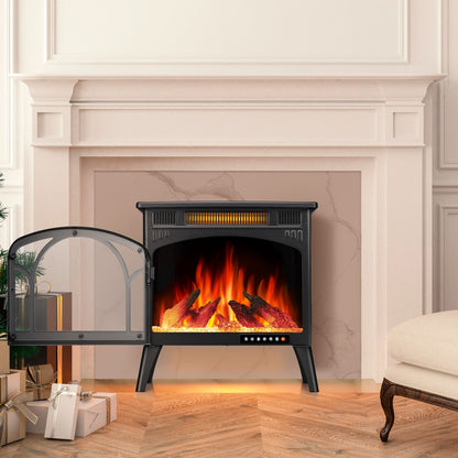 R.W.FLAME 24" Black 500W-1500W Electric Fireplace Heater With 3D-Realistic Flame Effect and Different Flame Colors