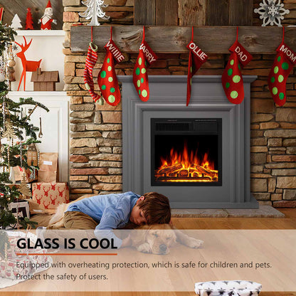 R.W.FLAME 36" Gray Freestanding Wooden Mantel and Electric Fireplace With Adjustable Led Flame