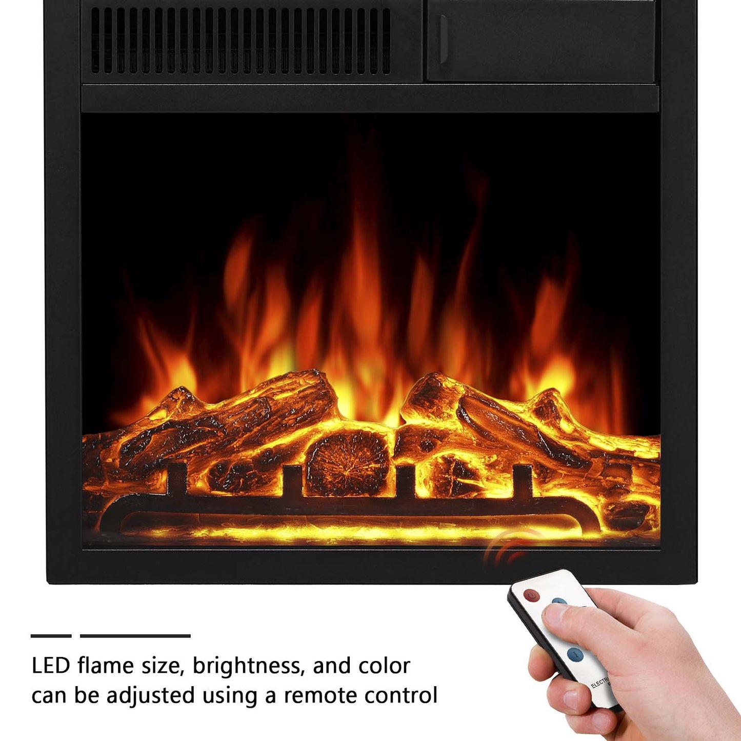 R.W.FLAME 36" Gray Freestanding Wooden Mantel and Electric Fireplace With Adjustable Led Flame