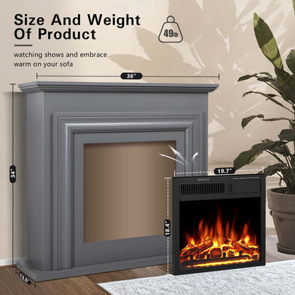 R.W.FLAME 36" Gray Freestanding Wooden Mantel and Electric Fireplace With Adjustable Led Flame