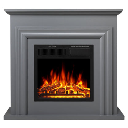 R.W.FLAME 36" Gray Freestanding Wooden Mantel and Electric Fireplace With Adjustable Led Flame