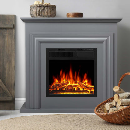 R.W.FLAME 36" Gray Freestanding Wooden Mantel and Electric Fireplace With Adjustable Led Flame