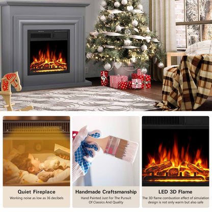 R.W.FLAME 36" Gray Freestanding Wooden Mantel and Electric Fireplace With Adjustable Led Flame