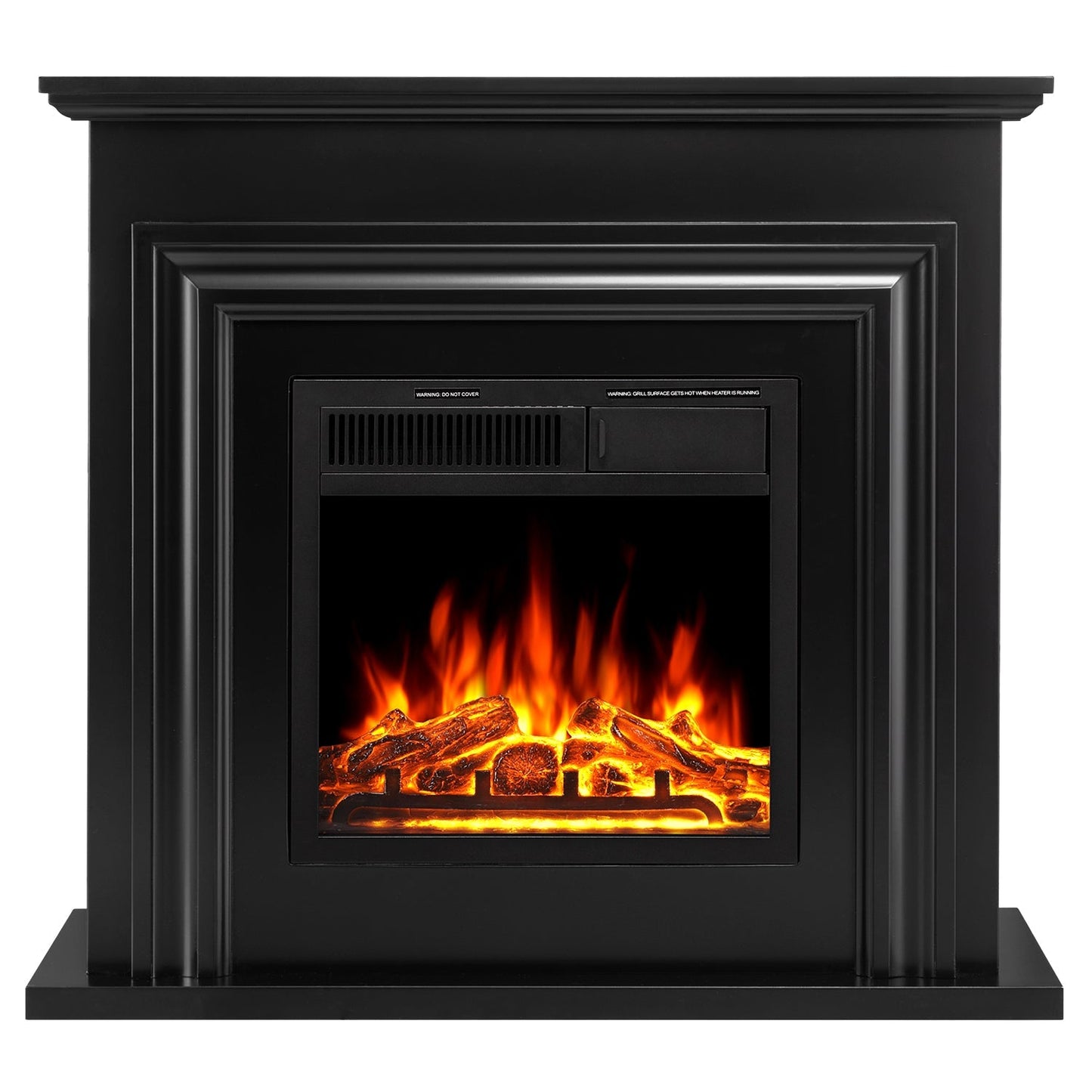 R.W.FLAME 36" Black Freestanding Wooden Mantel and Electric Fireplace With Adjustable Led Flame