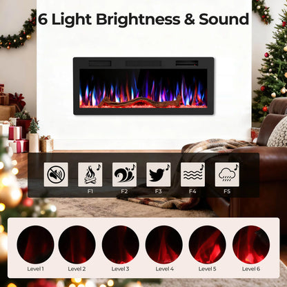 R.W.FLAME C6 Series 42" Recessed Wall-Mounted Alexa/WiFi Enabled APP Control Smart Electric Fireplace