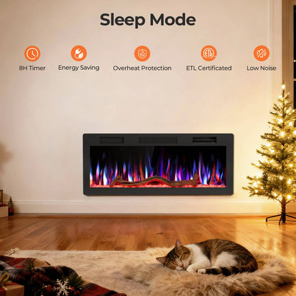 R.W.FLAME C6 Series 42" Recessed Wall-Mounted Alexa/WiFi Enabled APP Control Smart Electric Fireplace