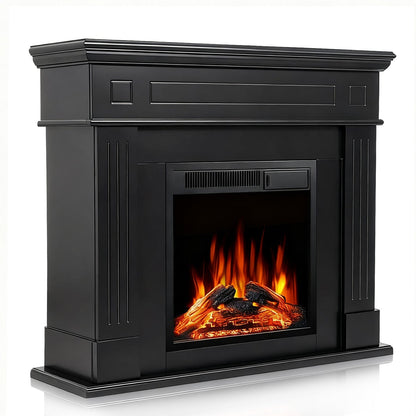 R.W.FLAME 43" Black Freestanding Wooden Mantel and Electric Fireplace