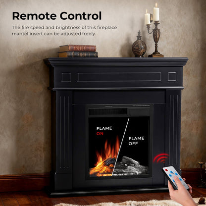 R.W.FLAME 43" Black Freestanding Wooden Mantel and Electric Fireplace