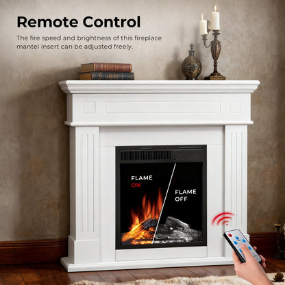 R.W.FLAME 43" White Freestanding Wooden Mantel and Electric Fireplace