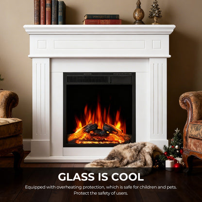R.W.FLAME 43" White Freestanding Wooden Mantel and Electric Fireplace