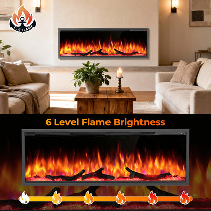 R.W.FLAME C4 Series 50" Black Recessed Wall-Mounted Alexa/WiFi Enabled Smart Electric Fireplace