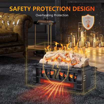 R.W.FLAME 21" Birch 750W/1500W Electric Fireplace Log Set Heater With Remote Control