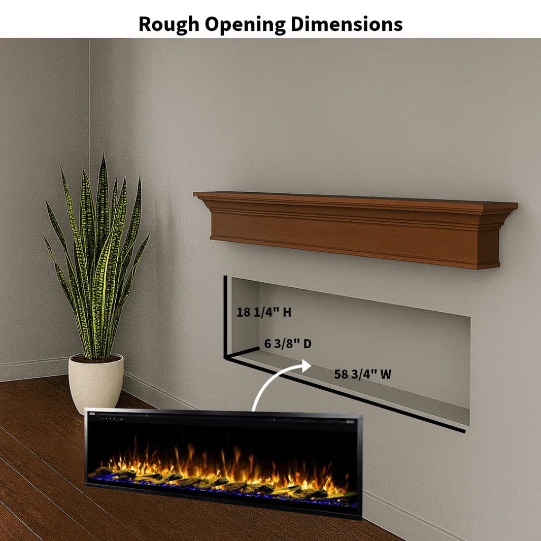 Touchstone Sideline Elite Pro 60" Smart Recessed Electric Fireplace