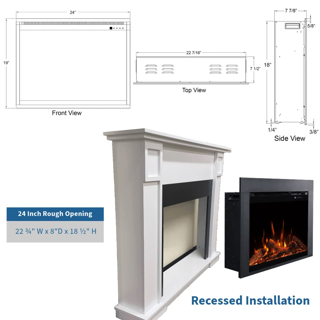 Touchstone Fireplug Pro 24" Smart Electric Fireplace Insert With Fire Crackle Sound