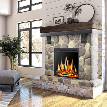 R.W.FLAME 48" Freestanding Stone Mantel Package With Electric Fireplace Heater, TV Stand and Remote Control