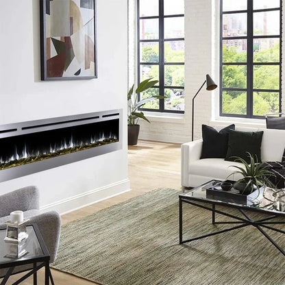 Touchstone Sideline Deluxe 72" Stainless Steel Recessed Smart Electric Fireplace