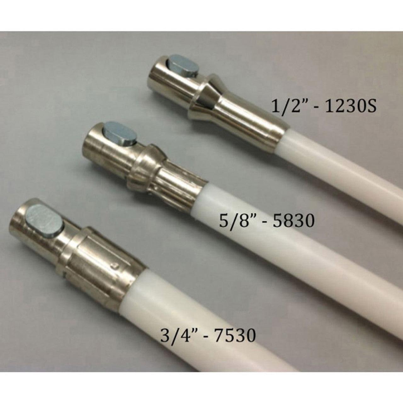 AW Perkins 5/8" X 3' 5830 Solid Nylon Co-Polymer Medium Stiffness Chimney Rod With ButtonLok Rod