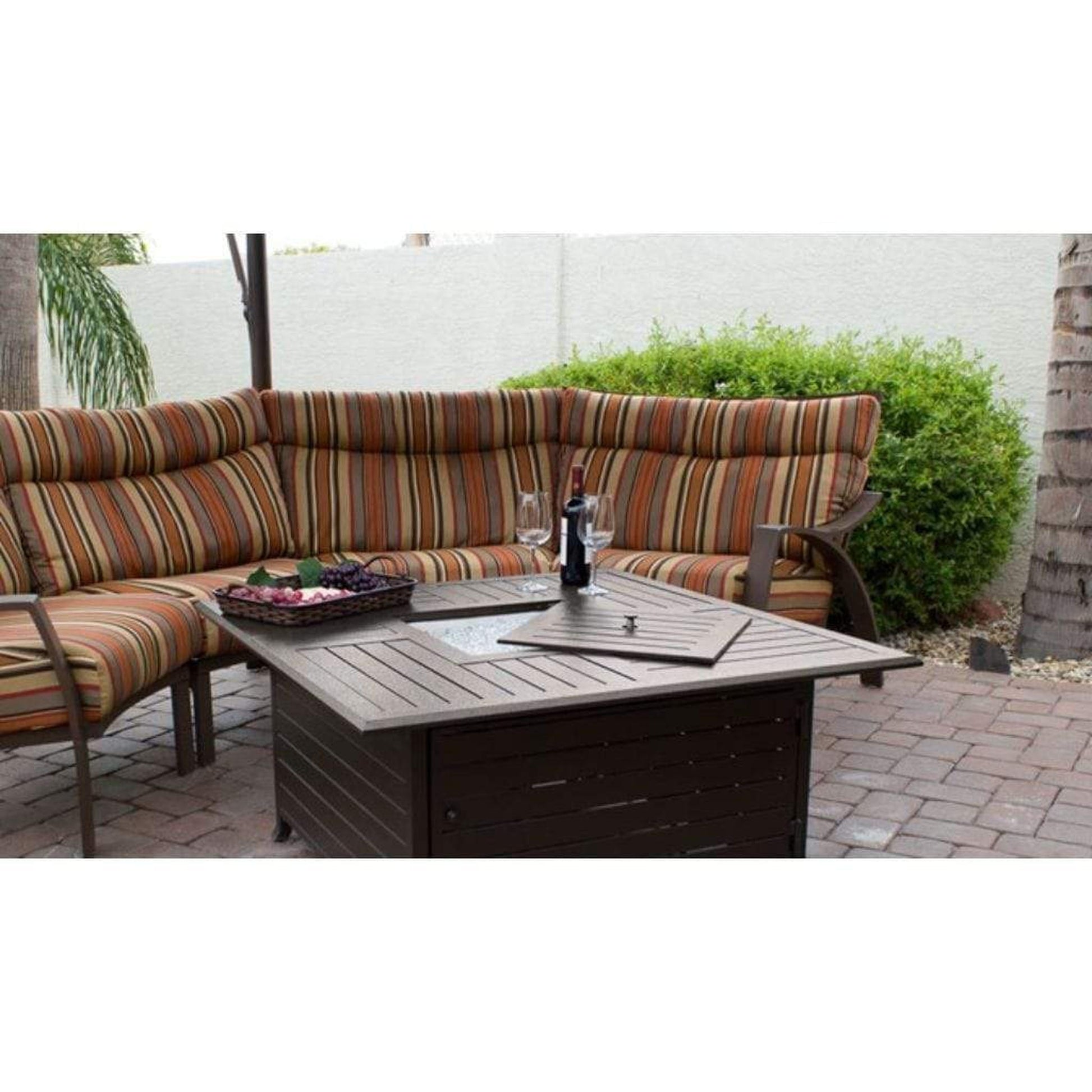 AZ Patio 45" Bronze Square Slatted Aluminum Fire Pit